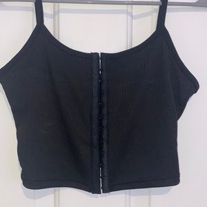 Hook and eye rib-knit cami top
